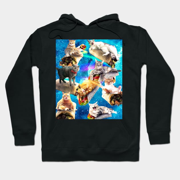 Galaxy Cat Burrito In Rainbow Space Hoodie by Random Galaxy